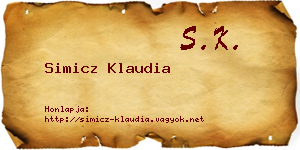 Simicz Klaudia névjegykártya